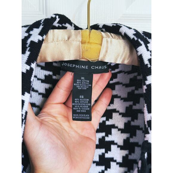 Josephine Chaus Button Houndstooth Knit Cardigan Blazer Sweater XL Heritage - Picture 6 of 8